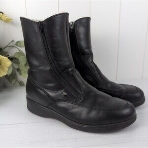 Finn Comfort Minsk Boots Black Nappa Leather Wool-lined Winter Size 8.5